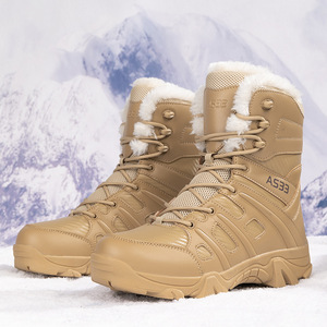 Bottes de neige pour hommes, mi-mollet, doublées de fourrure, semelle en caoutchouc antidérapante, bottes de randonnée d'hiver - Product Image 1