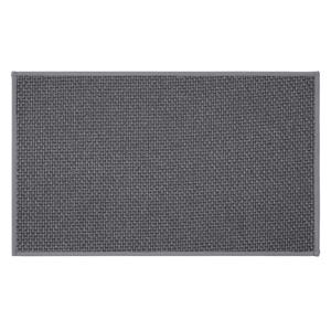 พรมเช็ดเท้าทรงสี่เหลี่ยมสำหรับใช้ในบ้าน ใยโพลีเอสเตอร์ กันลื่น ลายตารางสีเทา พื้นยาง พรมปูพื้นทางเข้า สีพื้น - Product Image 1
