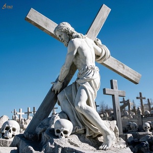 Église catholique chrétienne célèbre grande pierre sculpter jésus 14 Stations neuvième station marbre <span class=keywords><strong>blanc</strong></span> jésus <span class=keywords><strong>tombe</strong></span> troisième fois Sculpture - Product Image 2