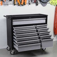 Armoire de rangement à outils à 12 tiroirs avec verrouillage centralisé, armoire d'atelier en métal, revêtement en poudre noir grainé argenté brillant, OEM