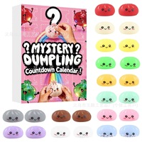 Calendrier de l'Avent 24-en-1 : Boîte Mystère de Jouets Squishy TPR en Forme de Dumplings et de Buns, Aliments Simulés, Jouet Anti-Stress Fidget, Cadeau Unisexe pour Tous Âges