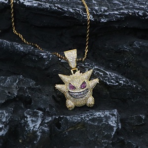 Ciondolo diavolo ghiacciato Moissanite personalizzato in argento Sterling 925 con collana Hip Hop Moissanite placcata oro per uomo - Product Image 5