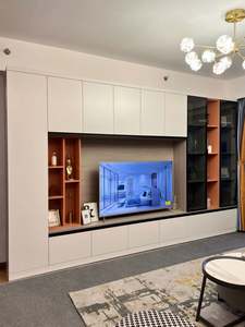 Meuble TV sur mesure pour salon, panneau mural en bois massif multicouche, panneau en bois Osong - Product Image 6