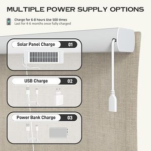 Meilleures ventes - Stores romains intégrés à commande électrique ou manuelle, tissu occultant à 100 %, résistant à l'humidité, pour fenêtre française - Product Image 3