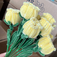 Bunga Buatan Tangan dari Pipa Pembersih, Mawar Buatan dari Batang Chenille Berbulu Warna-Warni untuk Dekorasi Pernikahan, Rumah, Meja, dan Hadiah