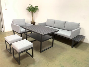Meubles d'extérieur pour hôtel, ensemble de canapés de jardin de luxe, <span class=keywords><strong>teck</strong></span>, patio, acier, salon - Product Image 1