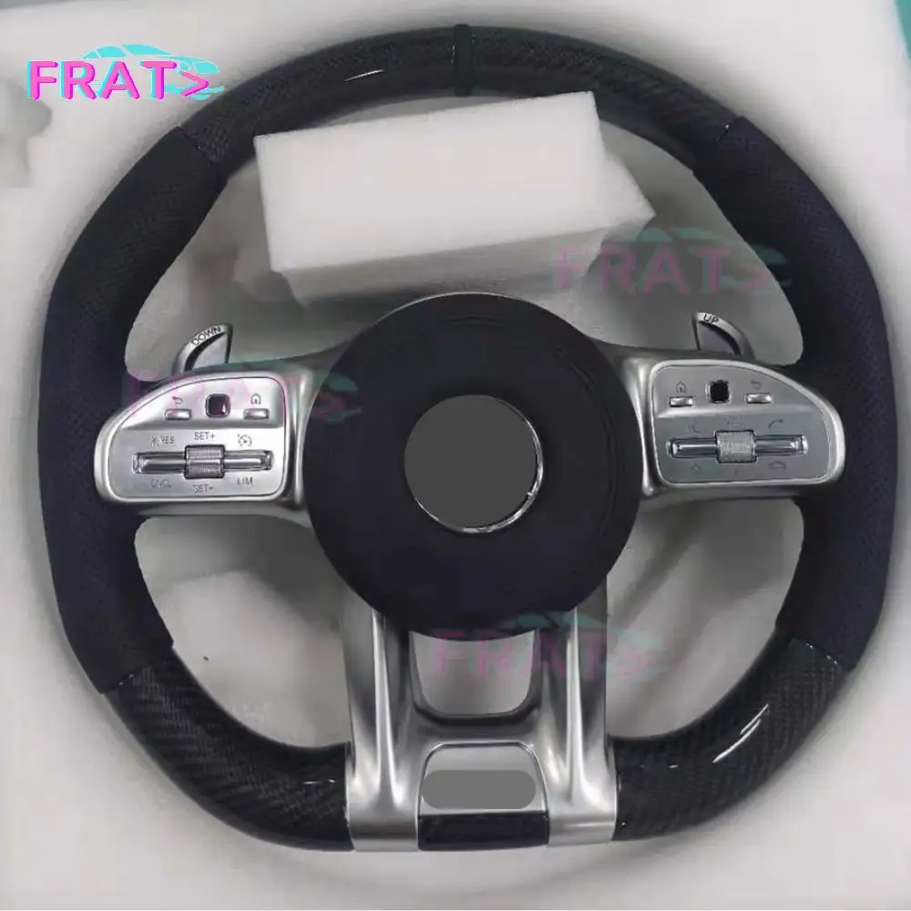 Custom Real Carbon Fiber Leather Steering Wheel Fit For Mercedes Benz CLS63 GLE43 GLE450 GLE63 GLS63 SLC43 AMG Steering Wheel