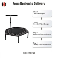 Trampoline de fitness en acier avec poignée de sécurité octogonale, ressorts élastiques, surface de saut rembourrée, cadre de support stable, salle de sport
