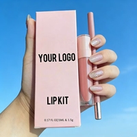 Ensemble de gloss et crayon à lèvres haute pigmentation, marque privée, imperméable, pour une finition mate et lisse