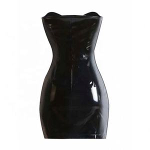 Fermuar ile S-XXL kadınlar seksi <span class=keywords><strong>PVC</strong></span> deri elbise kapalı omuz Bodycon <span class=keywords><strong>Bondage</strong></span> esaret fetiş Clubwear kutup dans kostümü - Product Image 4