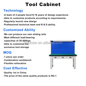 Banc de travail mobile personnalisable avec armoire de rangement pour atelier, idéal pour l'organisation des outils et des postes de travail en entrepôt, support OEM - Product Image 2