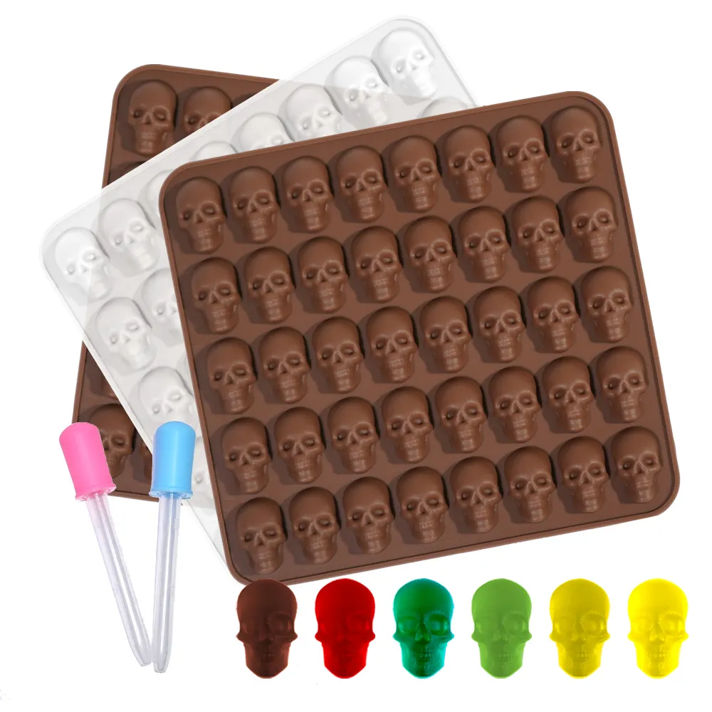 Halloween Hot Sale skull shape Gummy Mould Chocolate Mold funny skull Gummy Candy Mould with Dropper