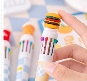 Ensemble de stylos à bille créatifs en plastique de 10 couleurs papeterie Hamburger crème glacée frites Pizza stylo promotionnel - Product Image 6