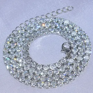 큰 판매 스털링 실버 골드 쥬얼리 여성 목걸이 다이아몬드 테니스 목걸이 체인 남자