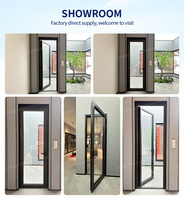 Porte d'entrée double moderne en aluminium avec verre trempé pour villa, style français, conforme NFRC