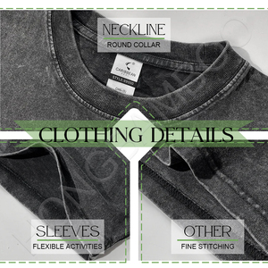 100% Cotton 250g Short-sleeved Customizable Graphic logo Washed Vintage Style T-shirt Men's/women's Casual Oversized T-shirt - Product Image 2