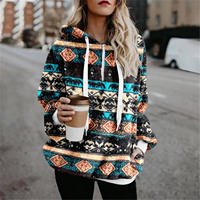 Chandail à capuchon aztèque imprimé de style national automne/hiver pour femmes Chandail à capuchon pour femmes personnalisé au prix de gros