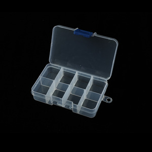 Transparent Plastic Organizer Box 8-Compartment With Lid For Jewelry Storage Small Size PP Material Blue Clasp - Product Image 3