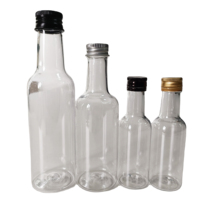 Botella Transparente de PET de Pequeña Capacidad para Bebidas, con Tapa de Aluminio de 3 Colores, para Envasado de Mini Bebidas Espirituosas, Vinagre, Salsas, Regalos y Venta al por Menor