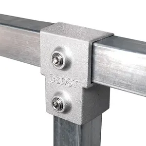 Aluminum 25*25 Pipe Clamp Square Tube Frame Handrail Tee Cast Key Fittings Equal Model Number Screw Connection