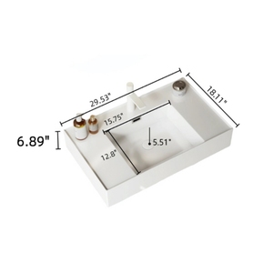 LeDe 30 Inch Bathroom Vanity With Vessel Sink <b>Wall</b> Mounted <b>Floating</b> White Rectangular Acrylic Integrated Basin Without Faucet - Product Image 3