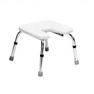 Banco de Baño Médico de Aluminio Ajustable en 5 Niveles de Altura, Color Mate, con Respaldo de Plástico, para Hombre, Soporta 100 kg - Product Image 1