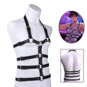 QK-Y8127 New Beginner-Friendly <b>Leather</b> Body <b>Harness</b> for Bedroom Belt Adjustable Body <b>Harness</b> Black Waistband Fetish Toys Men 18+ - Product Image 1