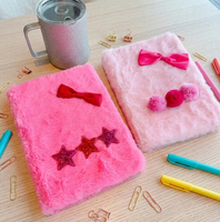 Carnet en peluche en forme d'étoile et de nœud, rose, motif cœur et étoile, de haute qualité, mignon et créatif, pour filles, vente en gros d'usine