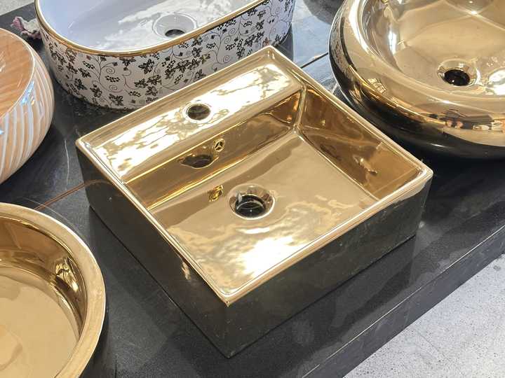 Modern Luxury Gold Rectangular Bathroom Basin Hand Wash Lavabo Ceramic ...