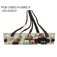 Panel Depan Dual USB3.0+USB2.0+Power Switch+Reset SW+HD AUDIO I/O PC Board untuk Komputer dengan Kabel