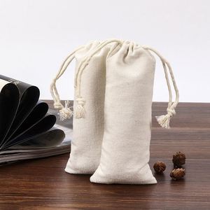 <b>Long</b>-Style Drawstring Cotton <b>Bag</b> with Ribbon Handle Reusable PVC PP Tableware Custom Logo for Chopsticks Knives Forks for Gifts - Product Image 4