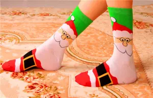 Женские рождественские носки, забавные рождественские носки с Санта Клаусом, елкой, снегом, оленем, снегом, хлопковыми трубками, рождественские носки