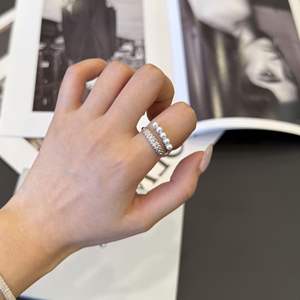 S925 Pure Silver High-End <b>Ring</b> Exquisite Niche Wheat Ear Pearl Splicing Versatile Commuting Index <b>Finger</b> <b>Ring</b> Stylish - Product Image 1