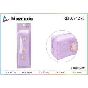 Commercio all'ingrosso forniture alla rinfusa astuccio in tessuto viola con disegno orso carino modello numero scatola di matita - Product Image 1