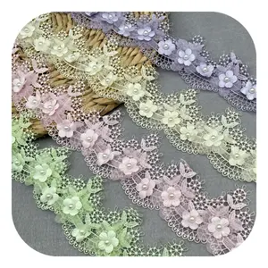 Affinity Polyester en trois dimensions perlé brodé dentelle garniture embellissement robe de mariée