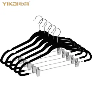 Customized Color Modern Non-slip Space Saving Hanger With Clips Classic Velvet Hanger