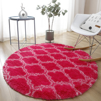 Tapis rond nordique shaggy, tapis géométrique en soie et laine tie-dye pour salon, tapis décoratif moelleux et doux pour table basse, antidérapant
