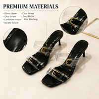 Mules à talon carré de luxe personnalisées, à bride réglable et boucle, pour femmes, sandales décontractées ou de soirée, supportant la personnalisation des mules à talon.