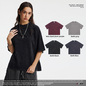 เสื้อยืดผู้ชายสไตล์วินเทจทรงหลวมไหล่ตก ผ้าคอตตอน 100% 250GSM ย้อมสีแบบ Garment Dyed สีซีดแบบ Snow Wash  รับผลิตเสื้อเปล่าพร้อมสกรีนโลโก้ตามสั่งขายส่ง - Product Image 3