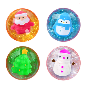 Balle rebondissante lumineuse de Noël colorée de haute qualité OEM, avec paillettes aquatiques, jouets sensoriels écologiques pour enfants - Product Image 3