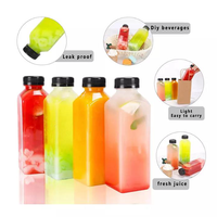 Bouteilles Carrées en Plastique PET Personnalisées pour Jus, avec Couvercle – Capacités Variées : 200ml, 240ml, 300ml, 350ml, 500ml, 550ml, 600ml, 750ml, 1000ml