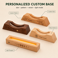 Base lumineuse LED en bois personnalisée avec logo, formes multiples, modes d'éclairage, alimentation USB, support d'affichage