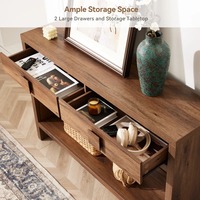 Table console d'entrée moderne en bois de noyer sur mesure avec 2 tiroirs et poignées carrées – Vente en gros