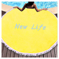 Serviette de plage en microfibre à faible quantité minimale de commande de fabrication Serviette de plage ronde à impression numérique avec logo personnalisé