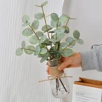 Vente chaude Plantes Artificielles Real Touch Eucalyptus Artificielle Pot D'eau Plante pour La Maison Décorative Faux Feuilles D'eucalyptus En Pot
