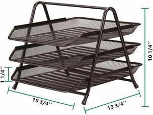 3-Tier Metal Mesh Desktop Office Organizer <b>Tray</b> Document Holder and <b>File</b> <b>Tray</b> for Desk Enhances Paper Management - Product Image 5