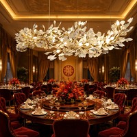Grand lustre décoratif en céramique en forme de feuille d'abricot, luminaire suspendu pour galerie, hôtel, villa, hall d'entrée, escalier