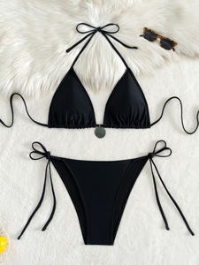 Bikini femme respirant deux pièces à lacets avec disque en métal - Product Image 6