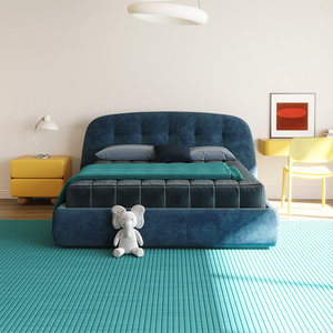 <span class=keywords><strong>Letto</strong></span> singolo moderno in velluto premium regolabile per bambini, con struttura in legno massello e testiera imbottita, personalizzabile per la <span class=keywords><strong>cameretta</strong></span> dei bambini - Product Image 3