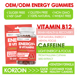 Caramelle Gommose OEM con Complesso di Caffeina Naturale e Vitamina <span class=keywords><strong>B</strong></span>, Integratori Energetici e per la Concentrazione con L-Teanina, Gusto Anguria - Product Image 3